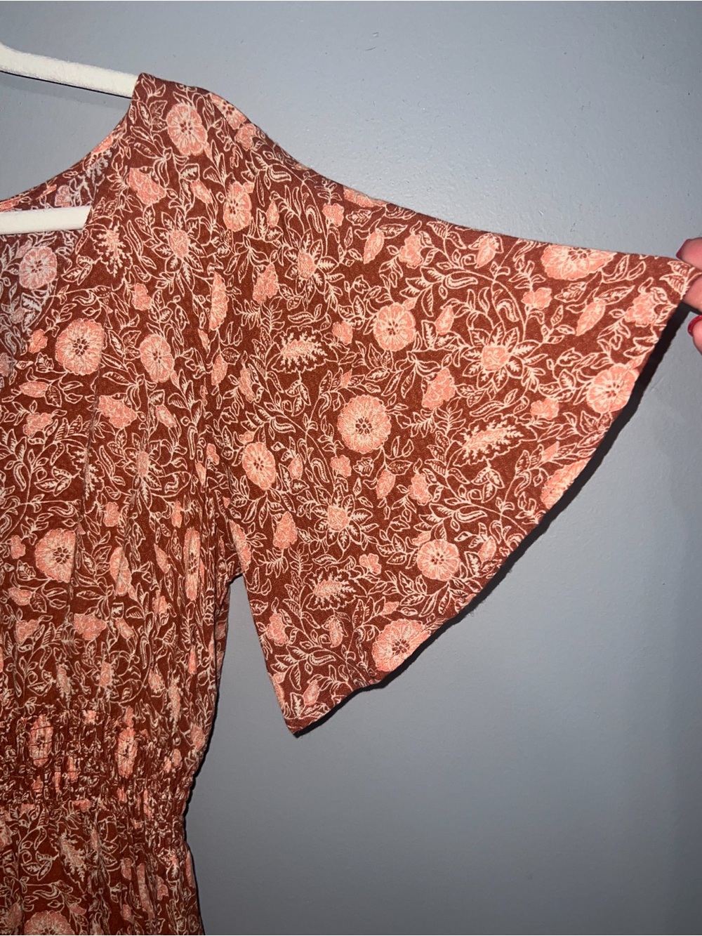 Forever 21 Boho Floral V-Neck Button-Front Maxi Dress, Size L - Picture 5 of 11